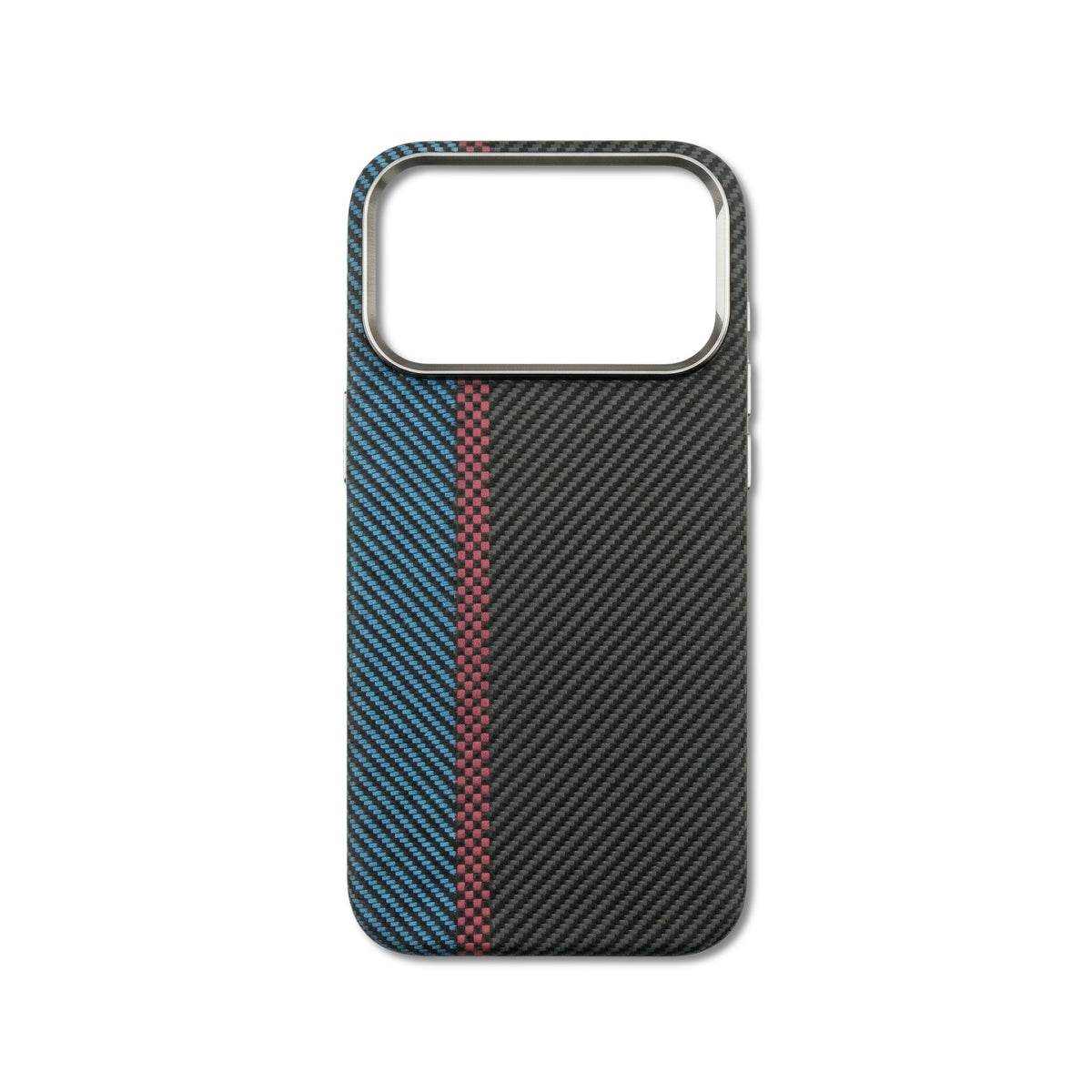 M-Sport iPhone case — motorsport stripe geometry on a clean silhouette