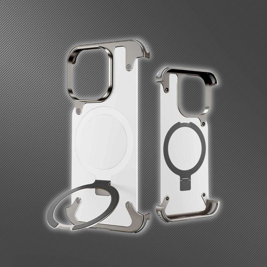 Frameless Aluminum Alloy Kickstand Titanium Color Case