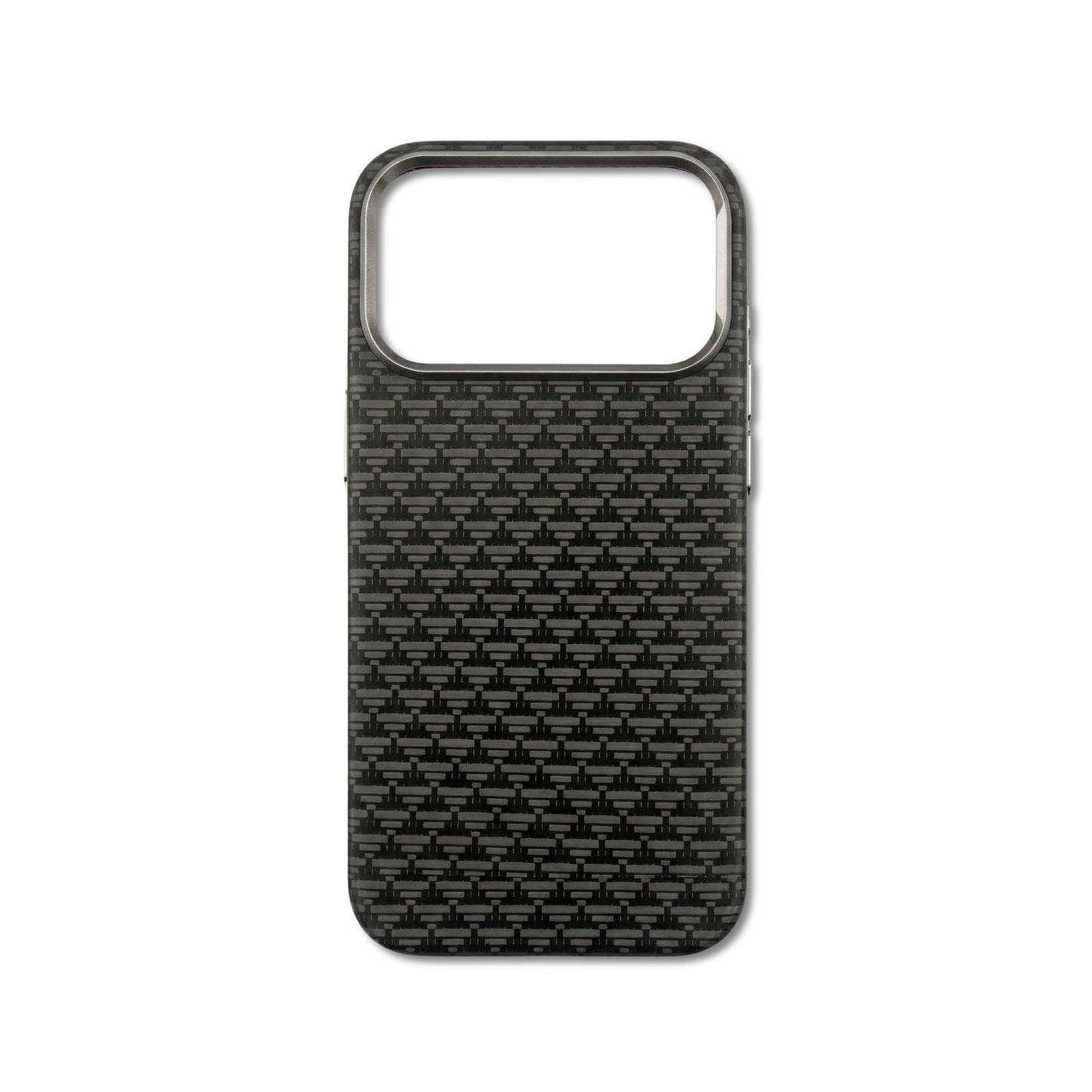 Stealth Weave iPhone case — woven dark tactical pattern in a slim build