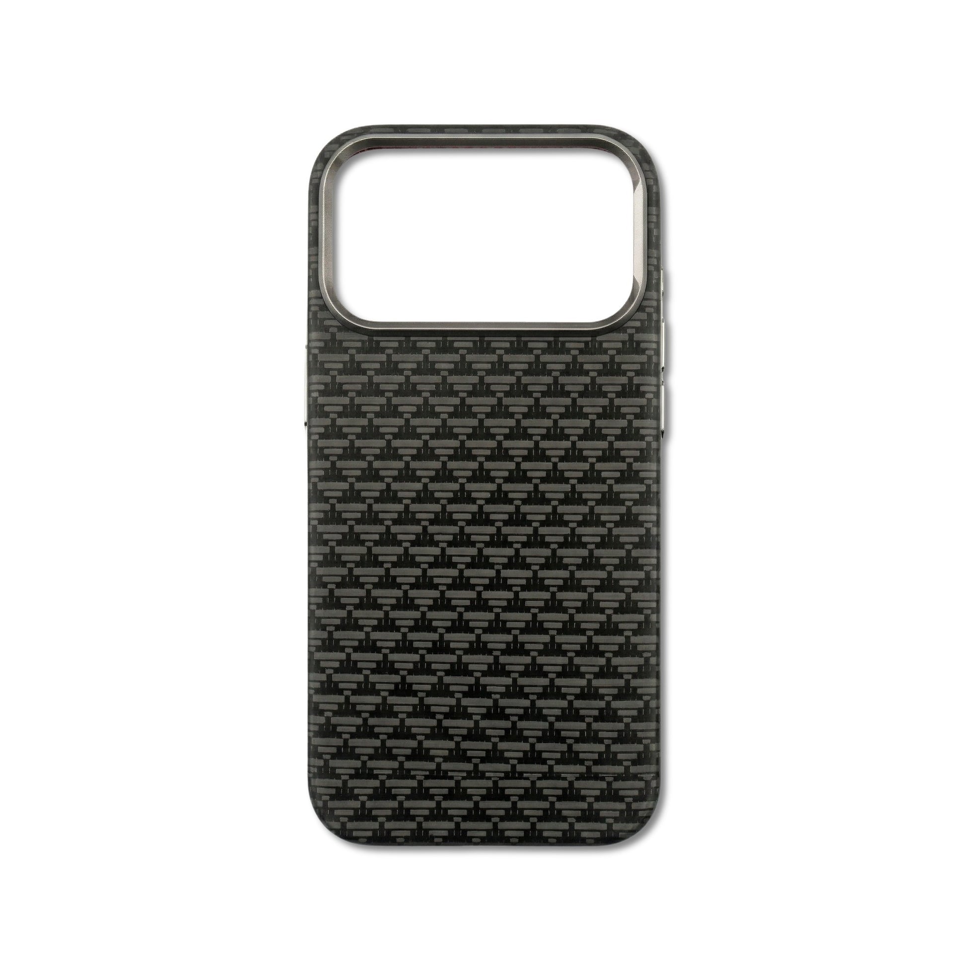 Stealth Weave iPhone case — woven dark tactical pattern in a slim build
