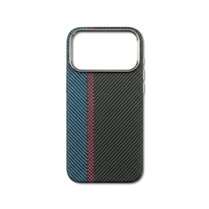 M-Sport iPhone case — motorsport stripe geometry on a clean silhouette